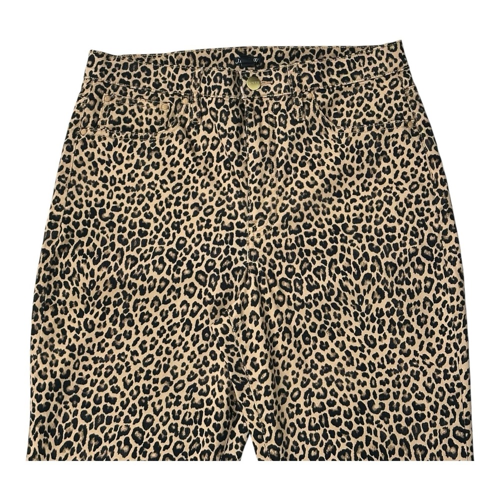 J Crew Pant Size 28 LEOPARD PRINT Zip Button Cropped‎ Stretch Skinny Leg - Picture 2 of 16